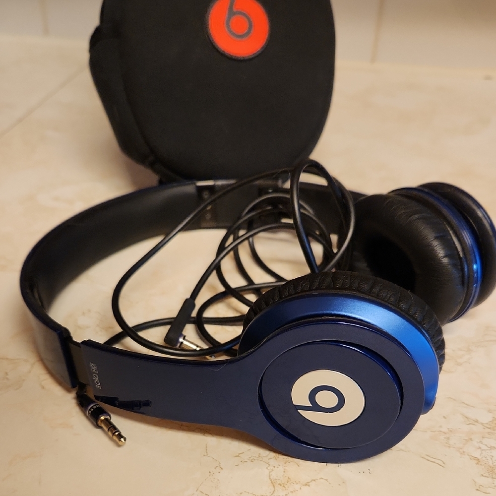Beats By Dre Solo Metallic Blue HD First Gen Headphones Vintage Y2K